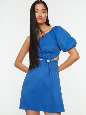 Asymetrické mini šaty Trendyol modré