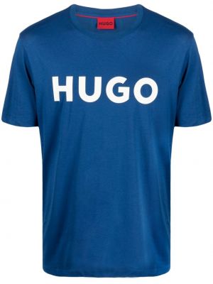 Pamut póló nyomtatás Hugo kék