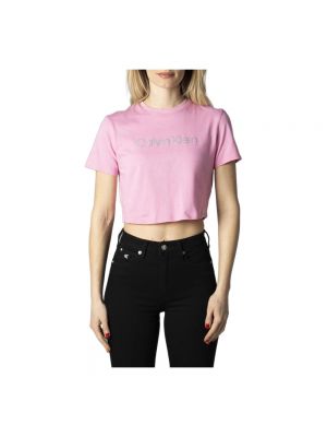 Koszulka z nadrukiem Calvin Klein różowa