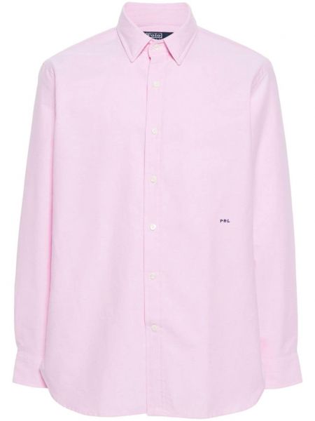 Памучна риза бродирана Polo Ralph Lauren розово