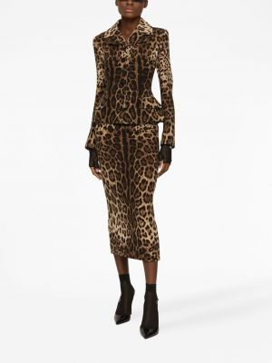 Leopardí midi sukně s potiskem Dolce & Gabbana hnědé