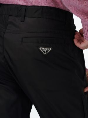 Pantaloni di nylon Prada nero