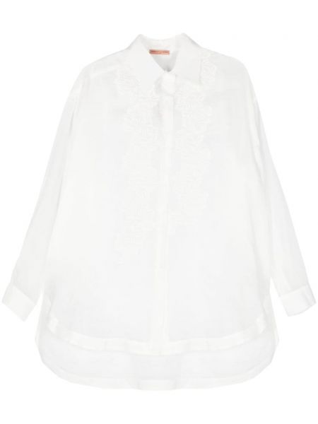 Gėlėta siuvinėta marškiniai Ermanno Scervino balta