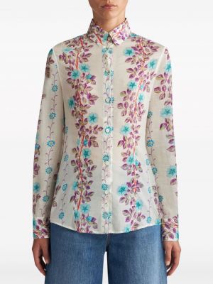 Chemise en coton à fleurs à imprimé Etro blanc