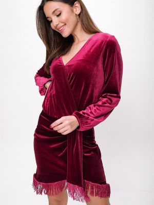 Aksamitna sukienka By Saygı czerwona