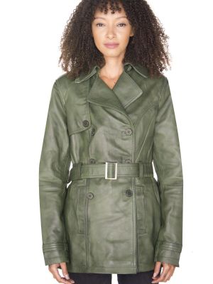 Кожаный двубортное пальто Infinity Leather зеленый