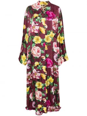 Dolga obleka s cvetličnim vzorcem s potiskom Dolce & Gabbana rdeča
