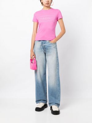 Koszulka bawełniana z ćwiekami Christian Dior różowa