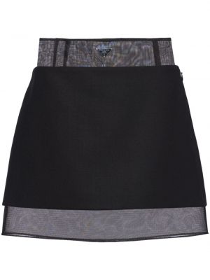 Vlněné mini sukně Prada černé