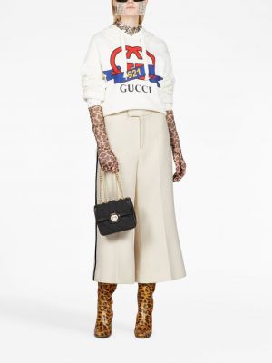 Raštuotas medvilninis džemperis su gobtuvu Gucci balta