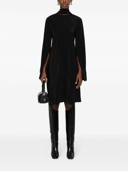 Hedvábné mini šaty s výstřihem do v Helmut Lang černé