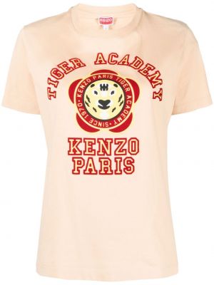 Tigrované bavlnené tričko Kenzo hnedá