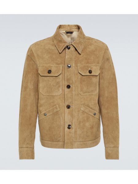 Kožna jakna od brušene kože Tom Ford smeđa