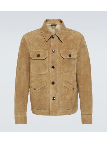 Chaqueta de cuero de ante Tom Ford marrón