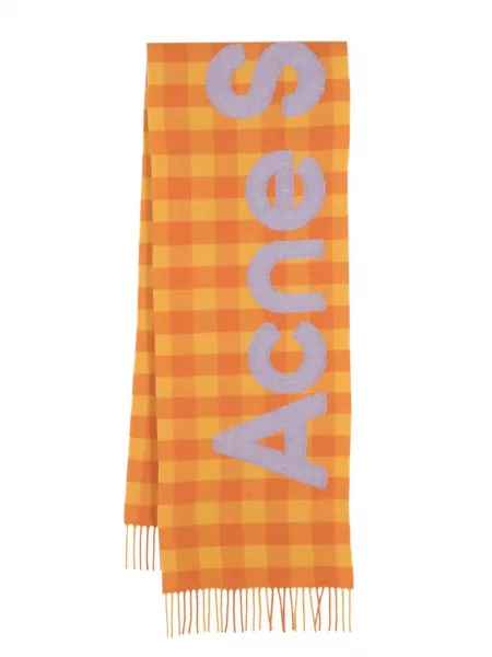 Ruudullinen villa huivi Acne Studios oranssi