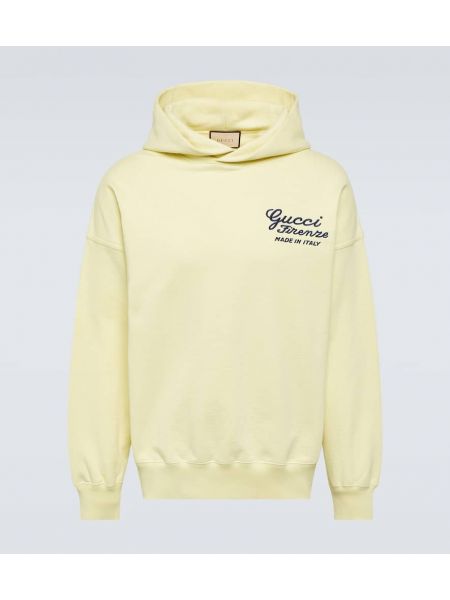 Pamučna hoodie s kapuljačom od filca Gucci žuta
