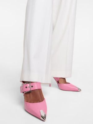 Papuci tip mules din piele Alexander Mcqueen roz