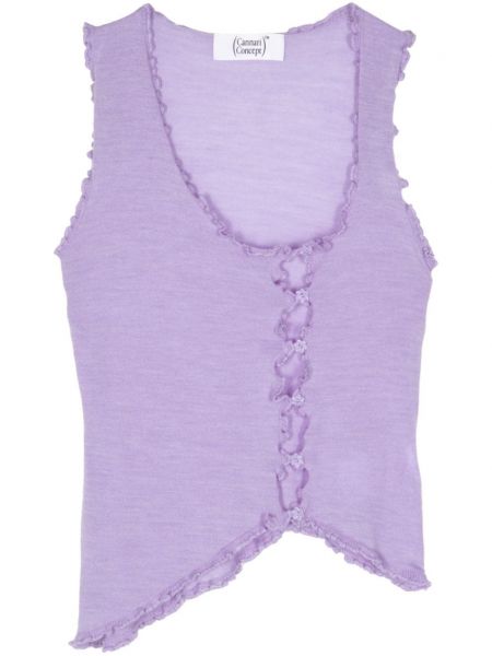 Epäsymmetrinen merino villa crop top Cannari Concept violetti