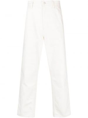 Βαμβακερό παντελόνι με ίσιο πόδι Carhartt Wip λευκό