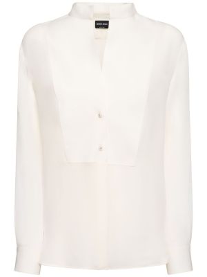 Hedvábná košile Giorgio Armani bílá