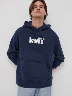 Pamučna hoodie s kapuljačom Levi's® plava