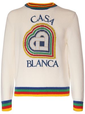 Bavlnený sveter so srdiečkami Casablanca biela