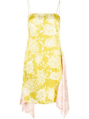 Drapované květinové šaty s potiskem Dsquared2 žluté