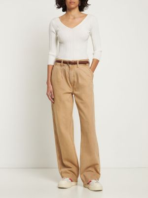 Pantalon en coton large Re/done beige