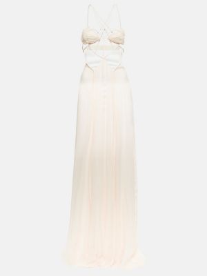 Jedwabna sukienka długa szyfonowa Nensi Dojaka biała