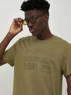 Със звездички тениска с дълъг ръкав с принт G-star Raw зелено
