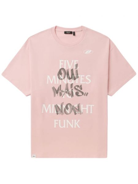Raštuotas medvilninis marškinėliai Five Cm rožinė