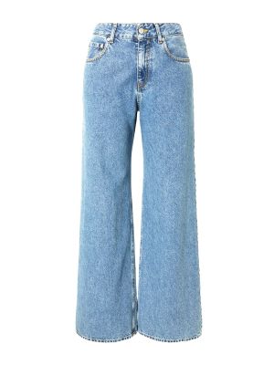 Bavlnené džínsy s vysokým pásom na zips Global Funk - modrá