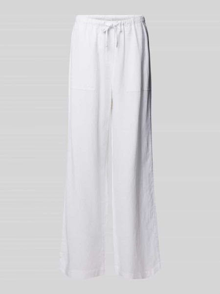 Lniane spodnie casual Comma Casual Identity białe