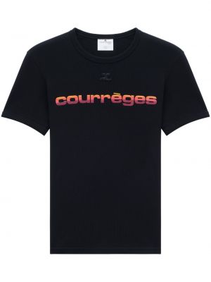 T-krekls ar apdruku ar apaļu kakla izgriezumu Courreges melns