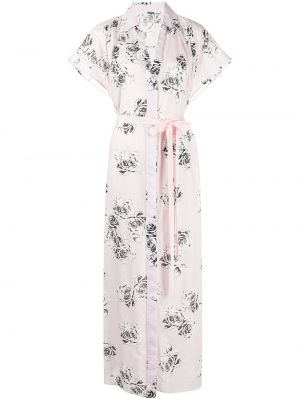 Klasické květinové bavlněné mini šaty Adam Lippes - růžová