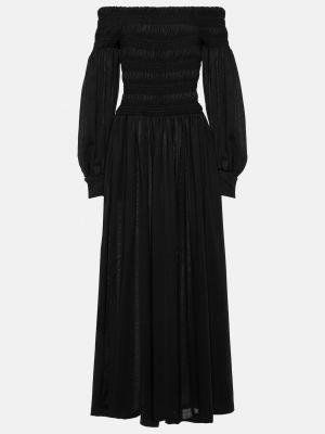 Шерстяное платье с открытыми плечами Max Mara черное