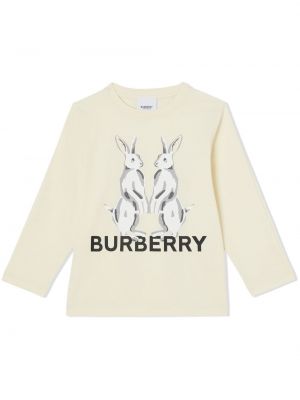 Тениска с принт Burberry Kids бяло