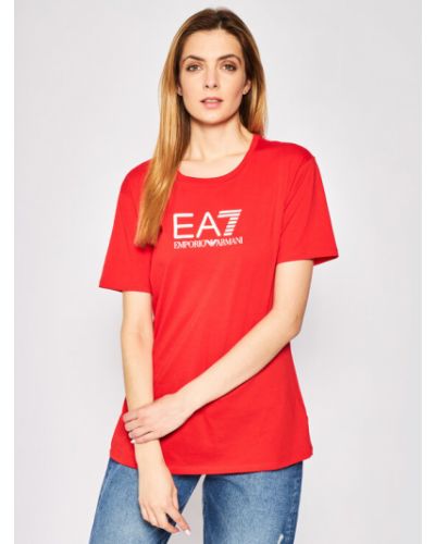 Gyapjú póló Ea7 Emporio Armani - piros