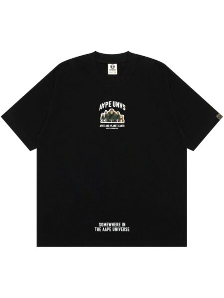 Kokvilnas t-krekls ar aplikāciju Aape By *a Bathing Ape® melns