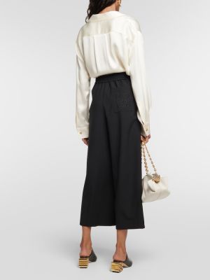 Vlněné culottes s vysokým pasem Loewe černé