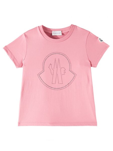 Puuvilla t-paita tytöille Moncler Enfant pinkki