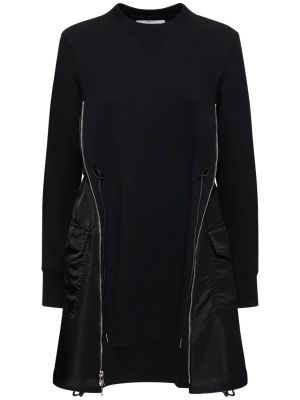 Mini šaty jersey Sacai černé