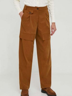 Spodnie z wysoką talią Sisley brązowe