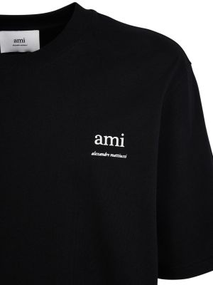 Tricou din bumbac cu imagine Ami Paris negru