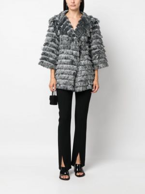 Oversized kabát Alberta Ferretti šedý