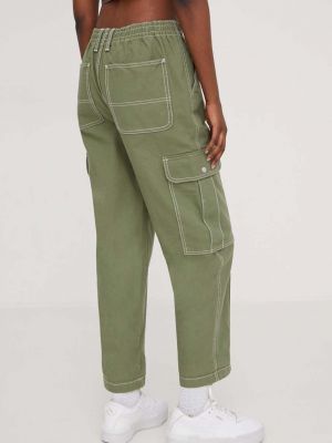 Jednobarevné kalhoty s vysokým pasem Vans zelené