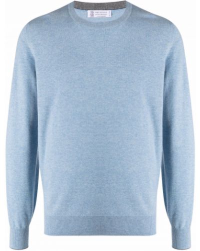 Jersey de cachemir de tela jersey con estampado de cachemira Brunello Cucinelli azul