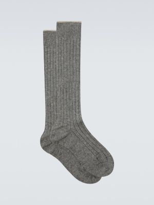 Kašmírové ponožky Brunello Cucinelli sivá