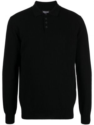 Tricou polo din cașmir Giorgio Armani negru