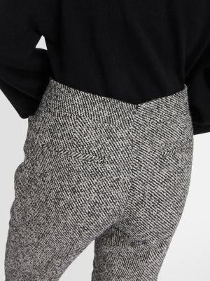 Pantaloni cu picior drept cu talie înaltă de lână din tweed Tom Ford gri